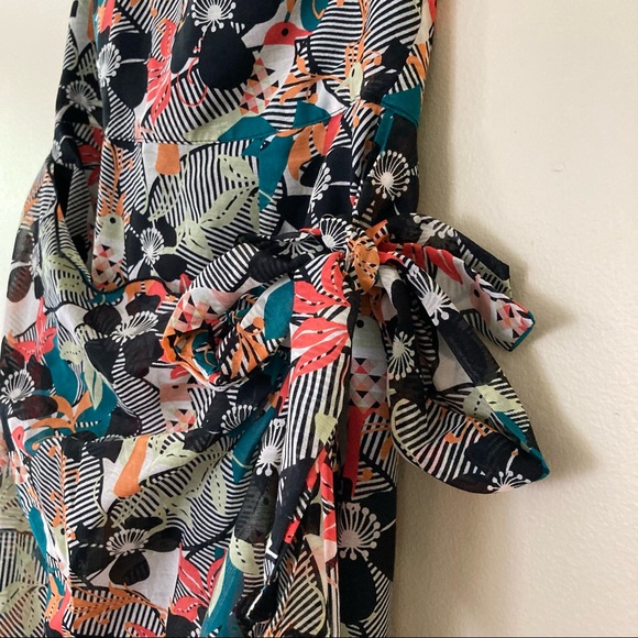 Anna Sui / silk floral bird print strapless-halter dress - Picture 4 of 16